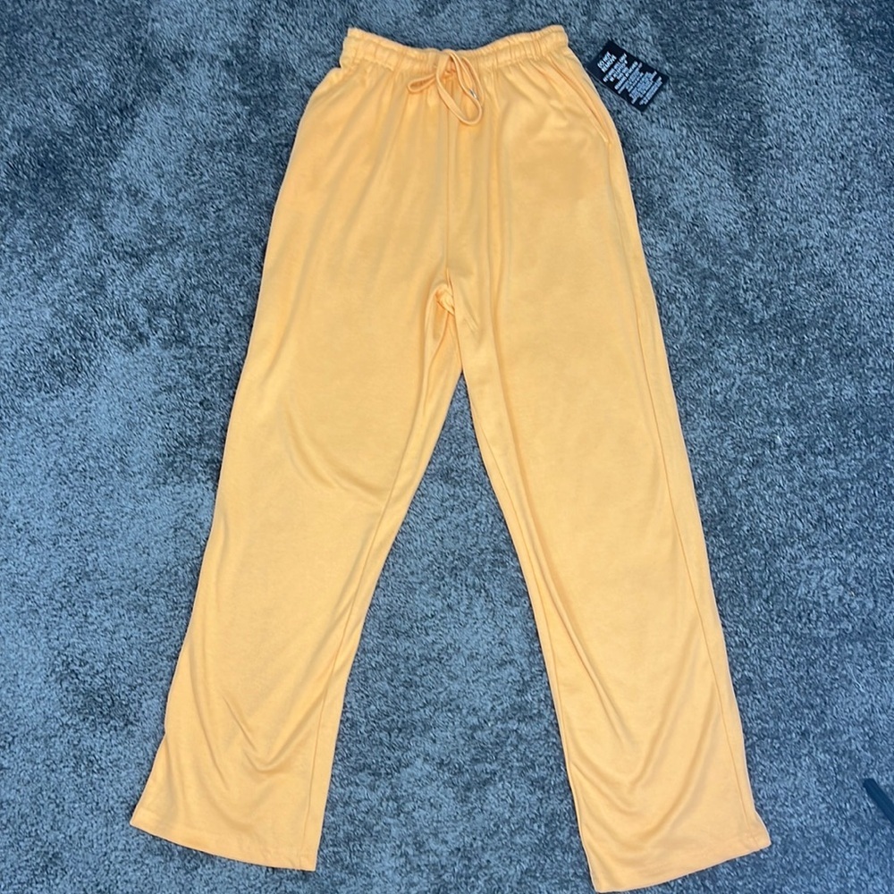 Woman Within orange cotton tie waist comfy lounge casual pants size M 14/16